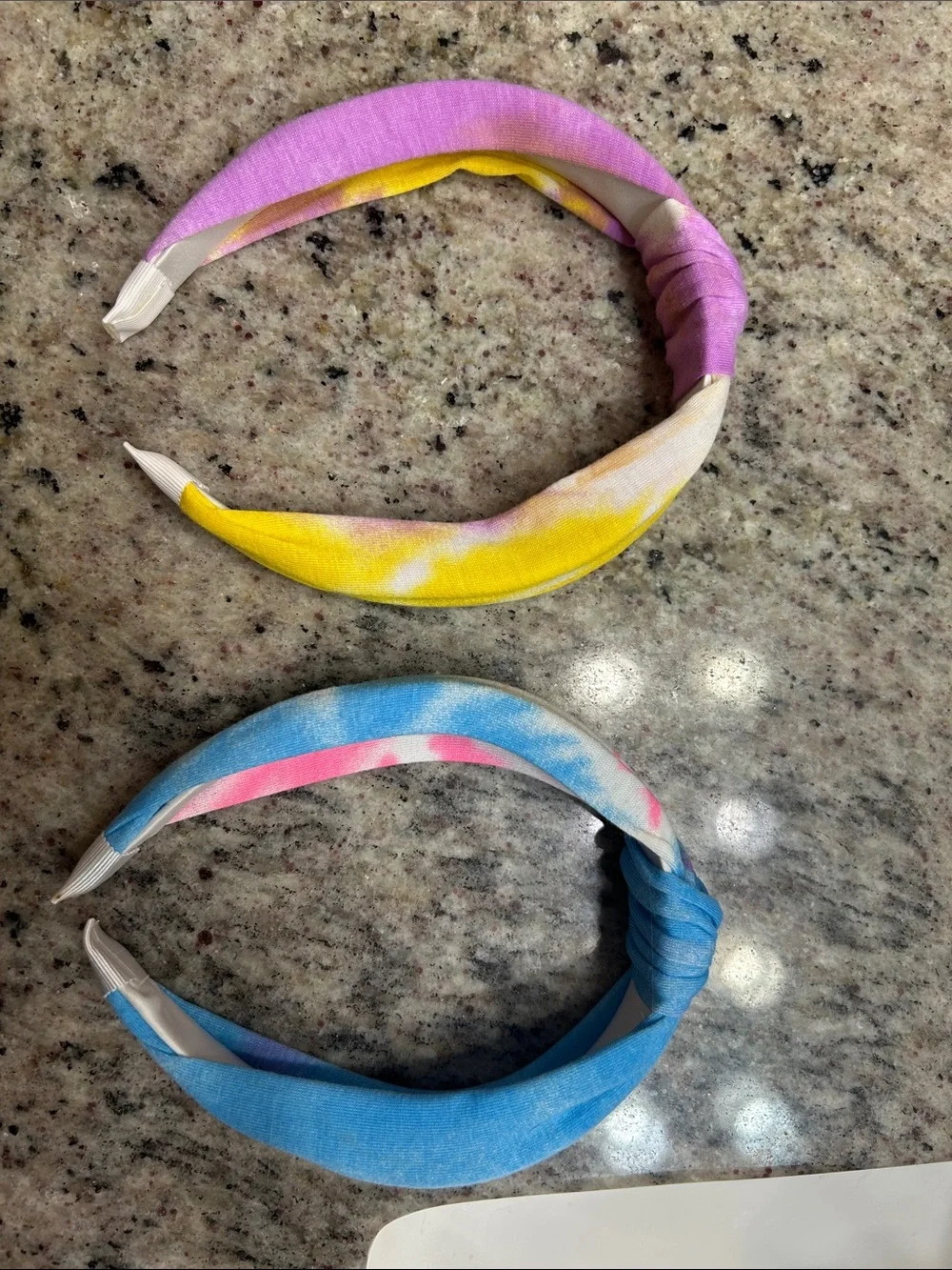 Tie-Dye Padded Headband Set - Pink/Yellow & Blue